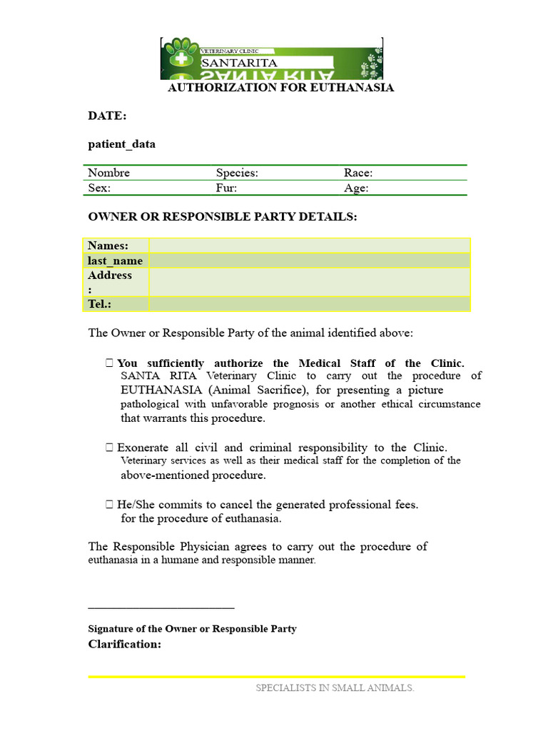Euthanasia Authorization | PDF