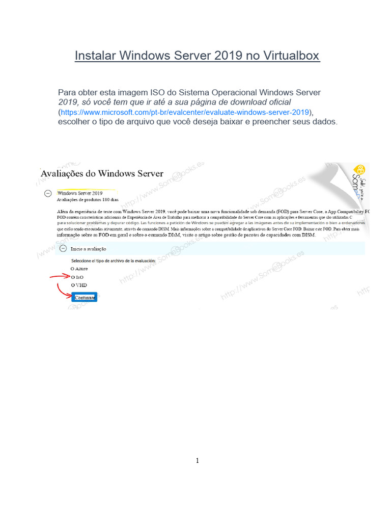 Instalação do Windows Server 2019 no VirtualBox | PDF | Drive de disco ...