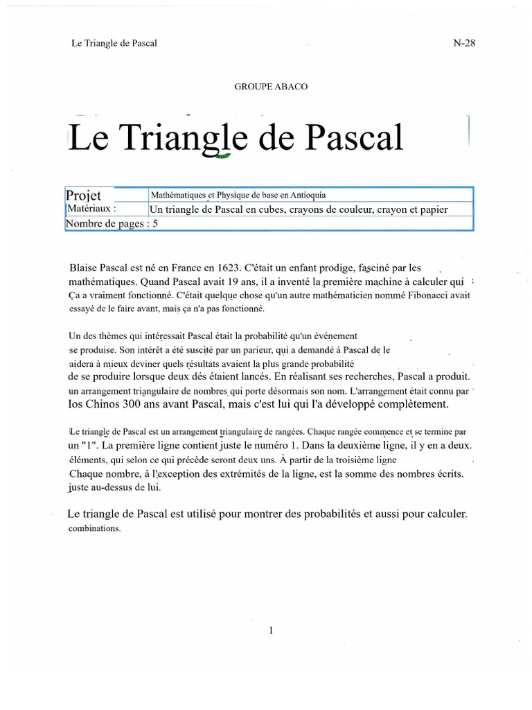 Conclusions Sur Le Triangle de Pascal | PDF