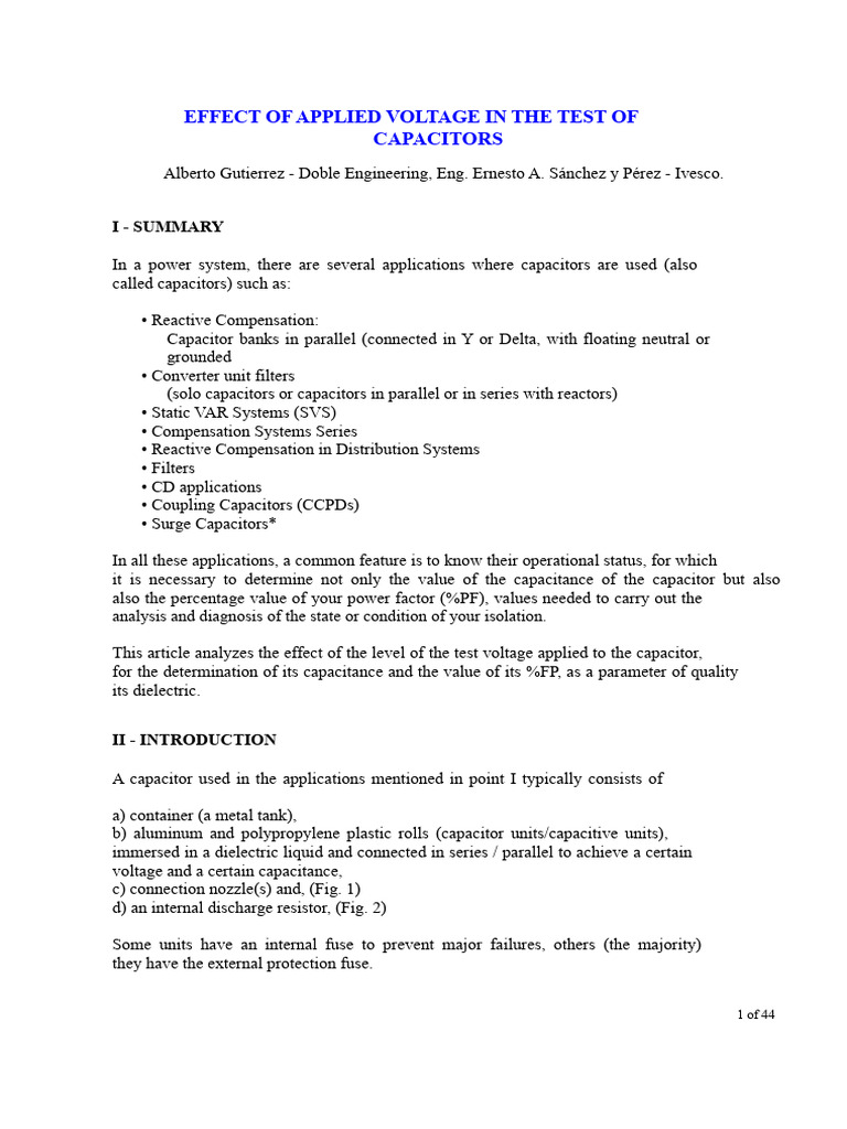 Impact of Test Voltage on Capacitor Performance | PDF | Capacitor ...