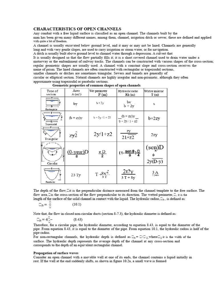 Characteristics of Open Channels | PDF | Fluid Dynamics | Waves