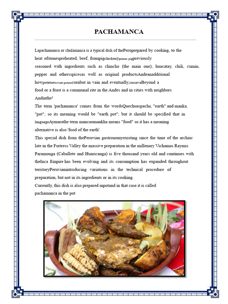 Traditional Peruvian Pachamanca Recipe | PDF | Cuisine | Foods