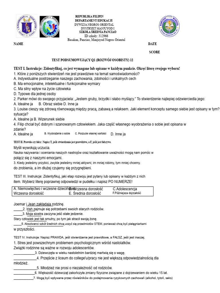 Test Summatywny Per - Dev | PDF
