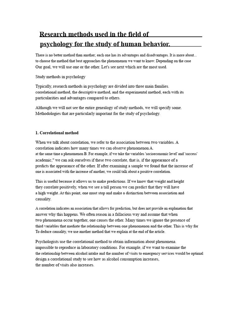 Key Research Methods in Psychology | PDF | Methodology | Psychology