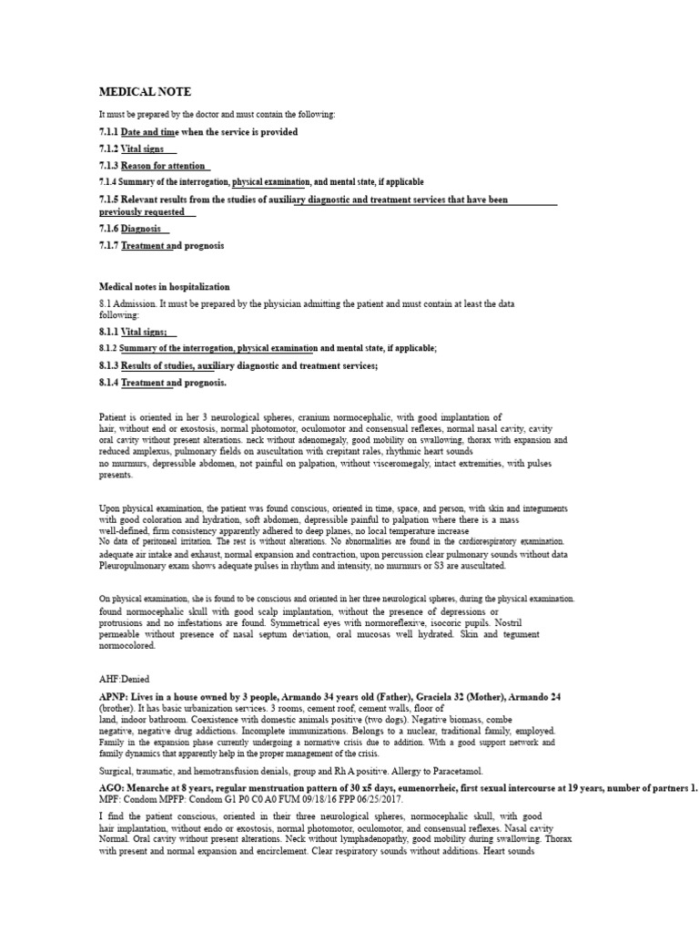 Essential Components of Medical Notes | PDF | Urinary Incontinence | Edema