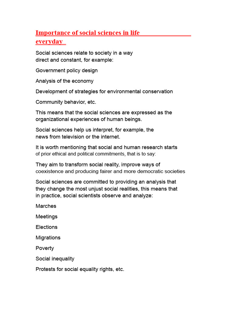 Role of Social Sciences in Society | PDF | Social Sciences | Science