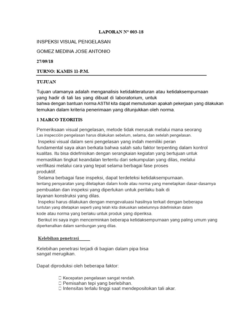 Laporan Inspeksi Visual | PDF