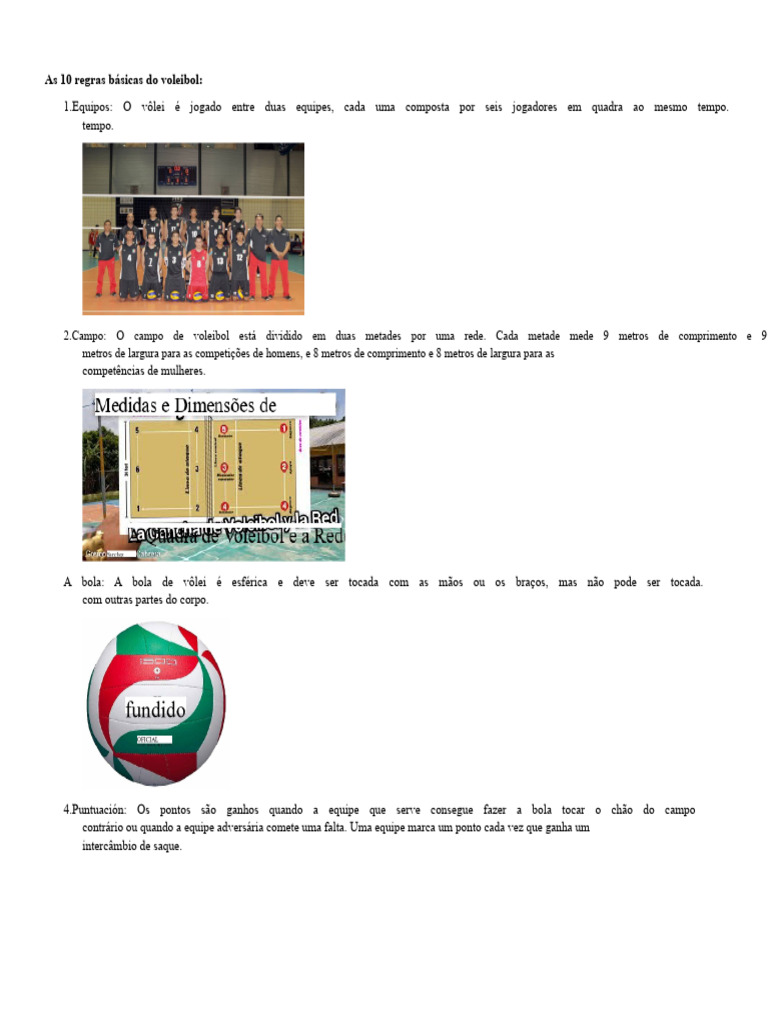 10 Regras Básicas do Voleibol | PDF | Voleibol