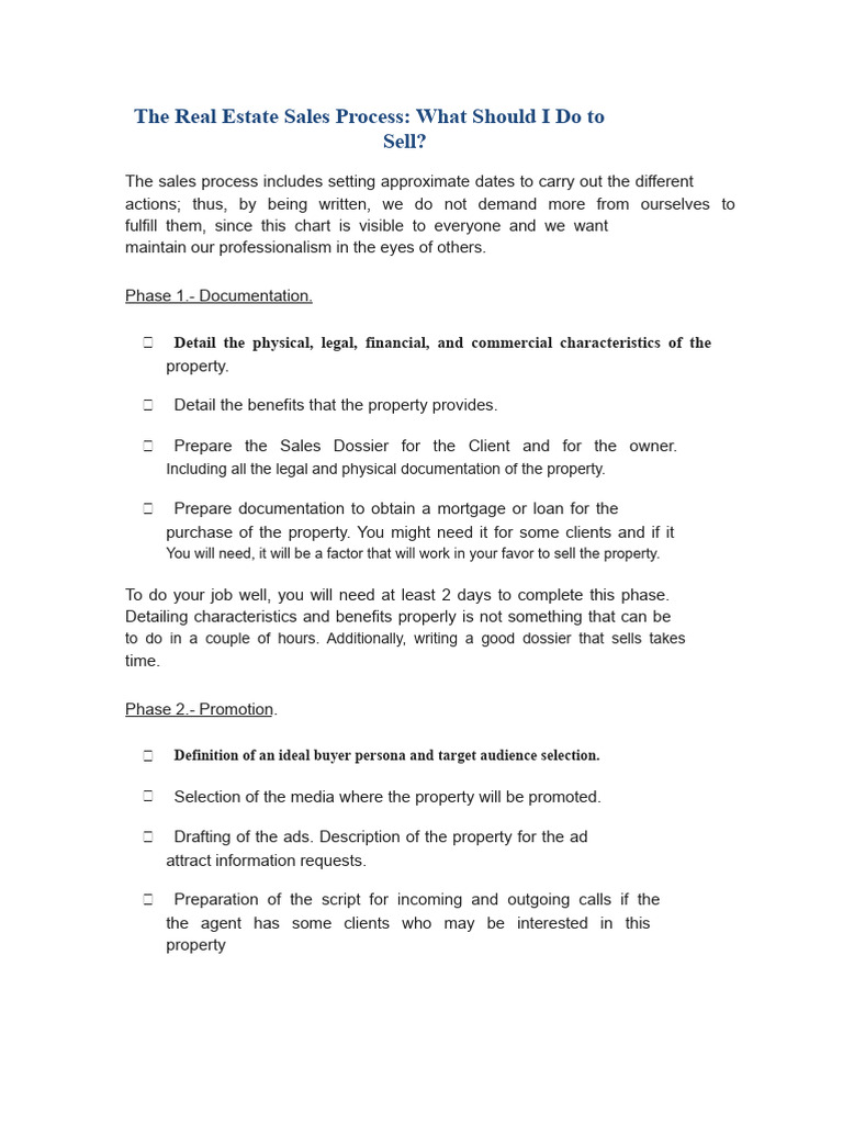 Real Estate Sales Process Guide | PDF | Mortgages | Property