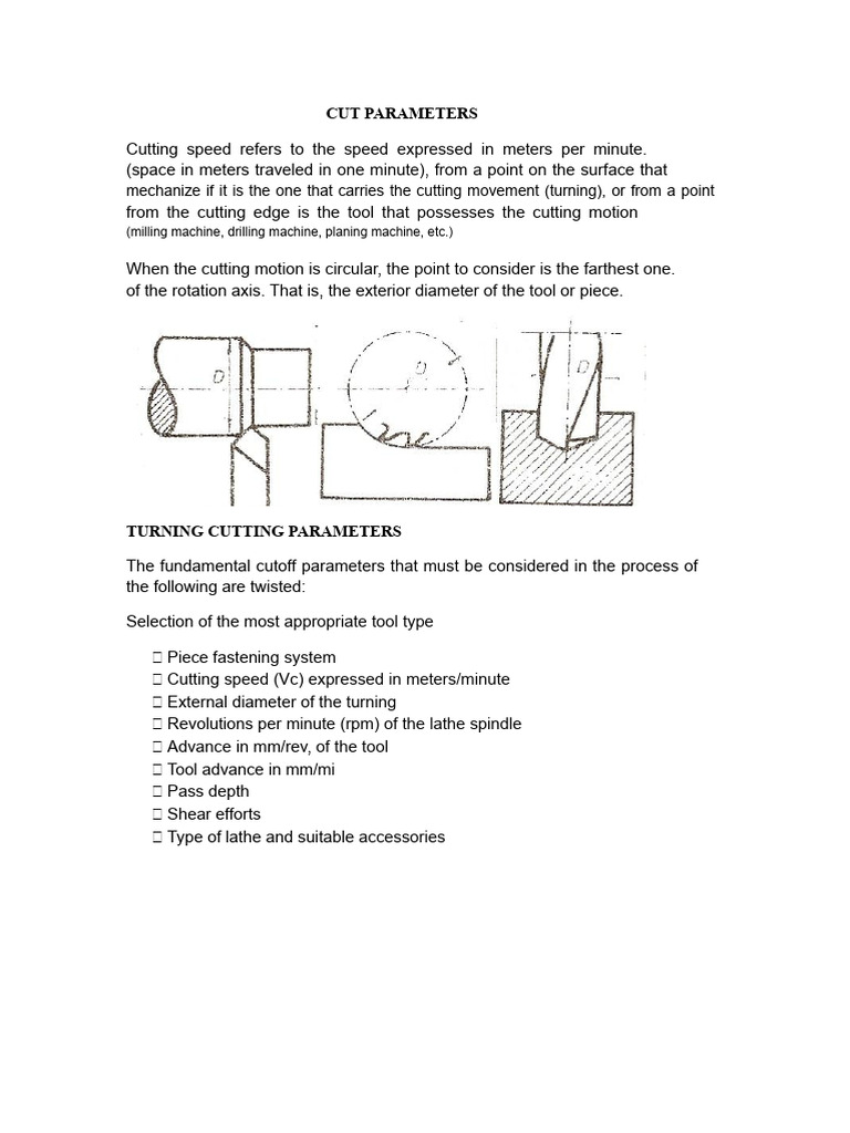 Cutting Parameters for Machining Processes | PDF | Machining ...