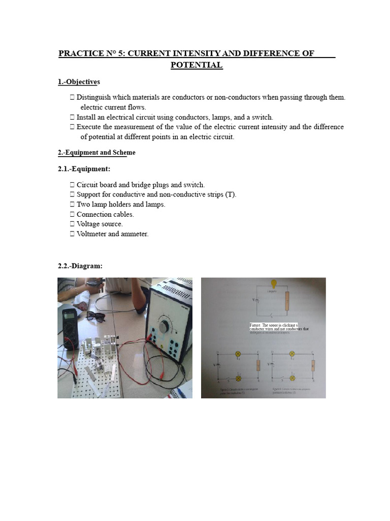 Practice N 5 Current Intensity And Potential Difference Pdf