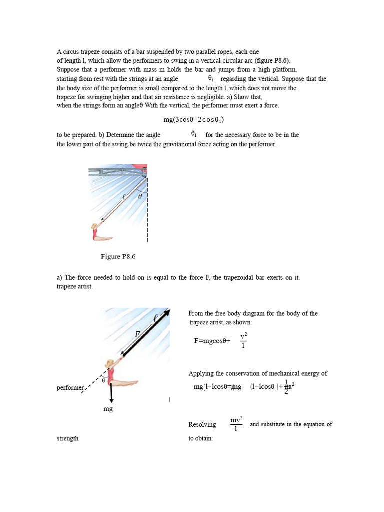 Trapeze and Parachute Physics Analysis | PDF | Force | Parachuting