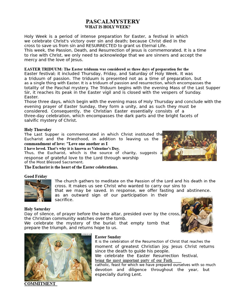 Understanding Holy Week and Easter Triduum | PDF | Easter | Eucharist