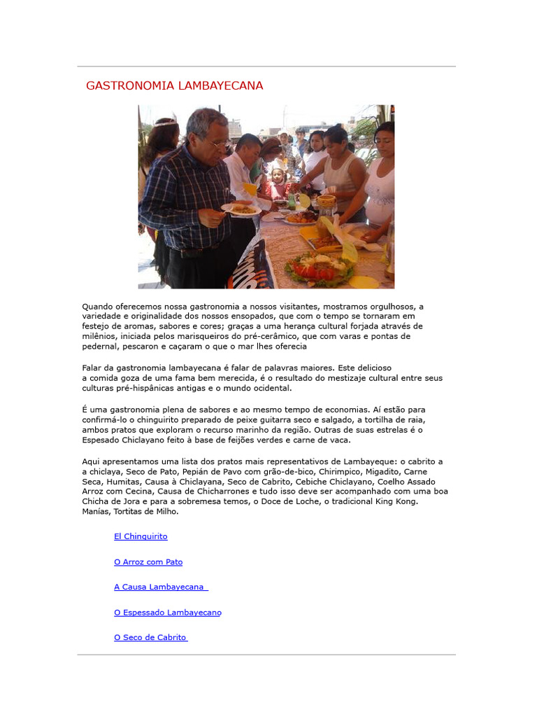 Gastronomia Lambayecana | PDF | Caldo | Milho