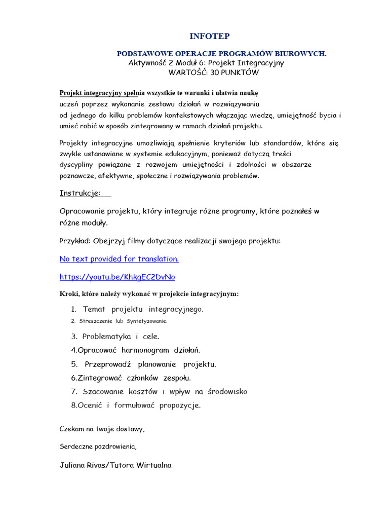 Aktywność 2 Mod. 7 Projekt Integracyjny | PDF