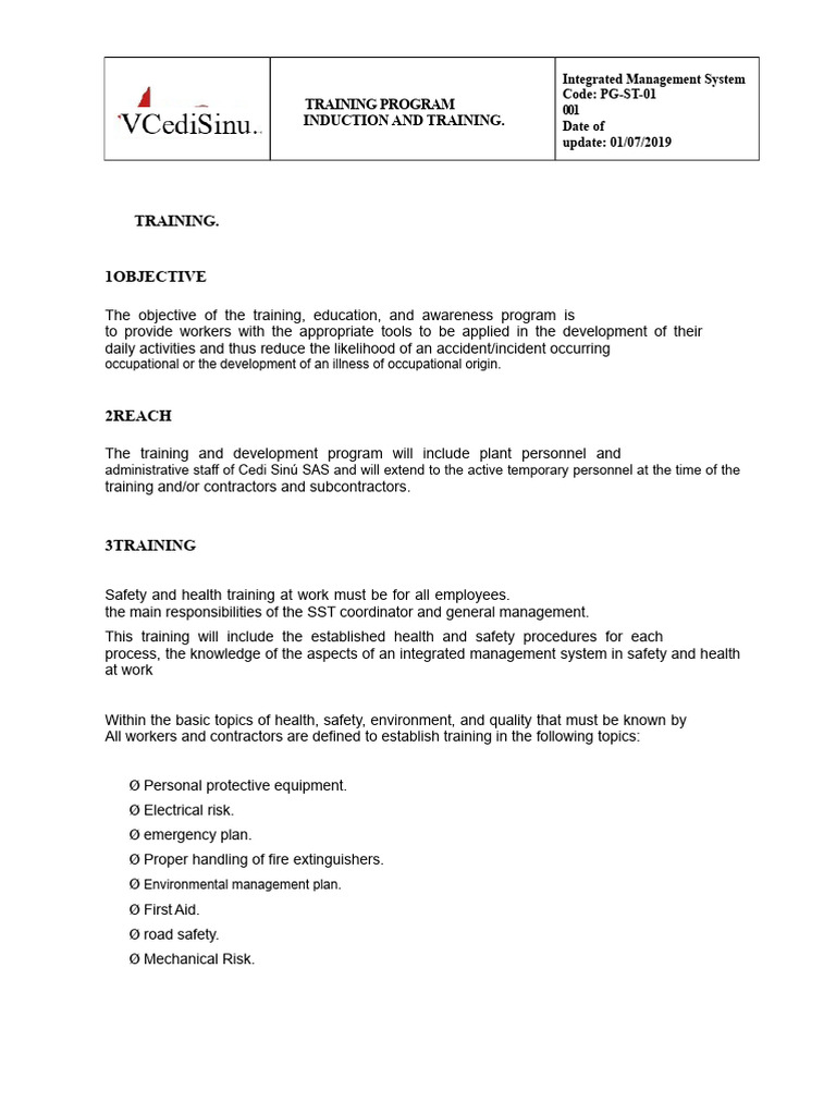 Training Program | PDF | Occupational Safety And Health | Safety