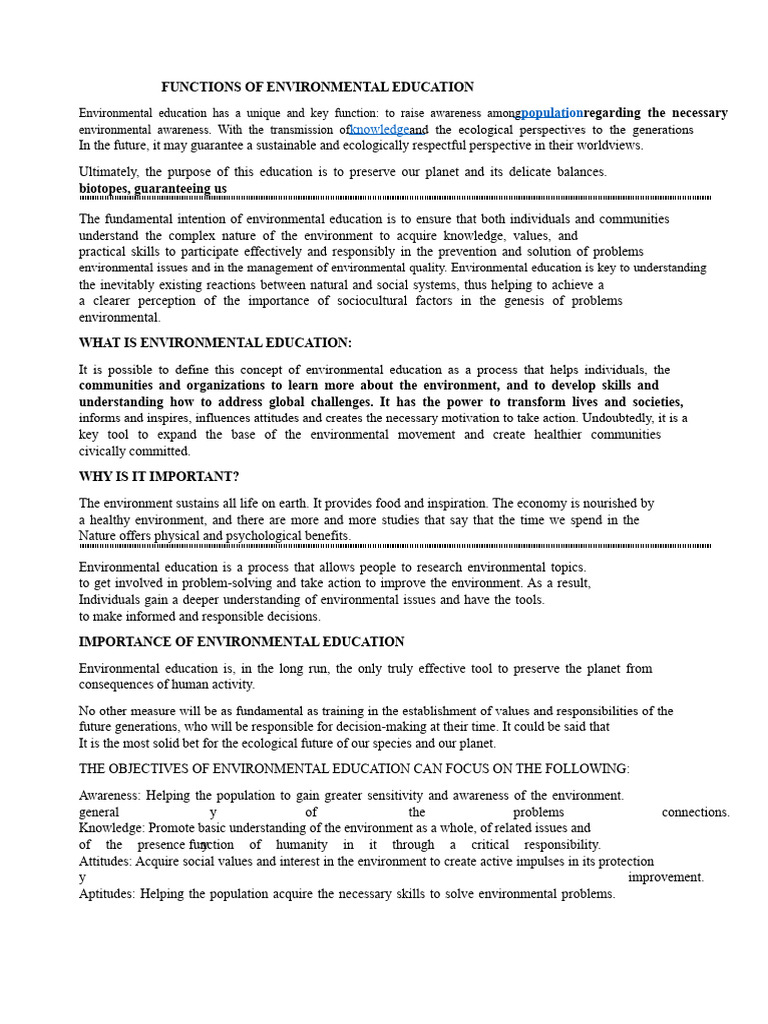 Functions of Environmental Education | PDF | Sustainability | Natural ...