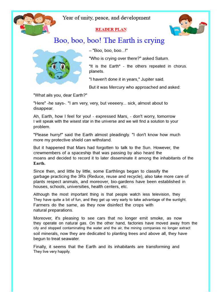 Reading Plan - Boo, Boo, Boo! The Earth Is Crying | PDF