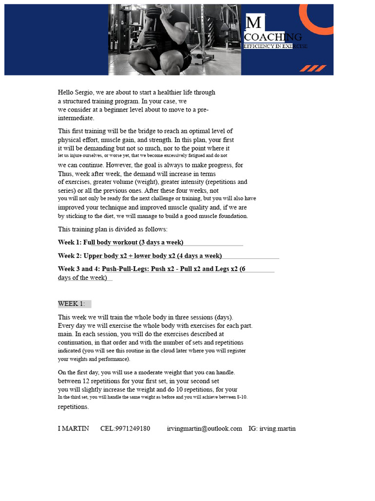 Beginner Training Plan for Muscle Gain | PDF | Clinical Medicine ...