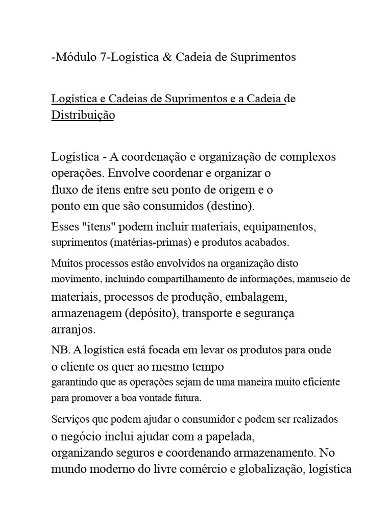 Logística e Cadeia de Suprimentos Explicadas | PDF | Cadeia de ...