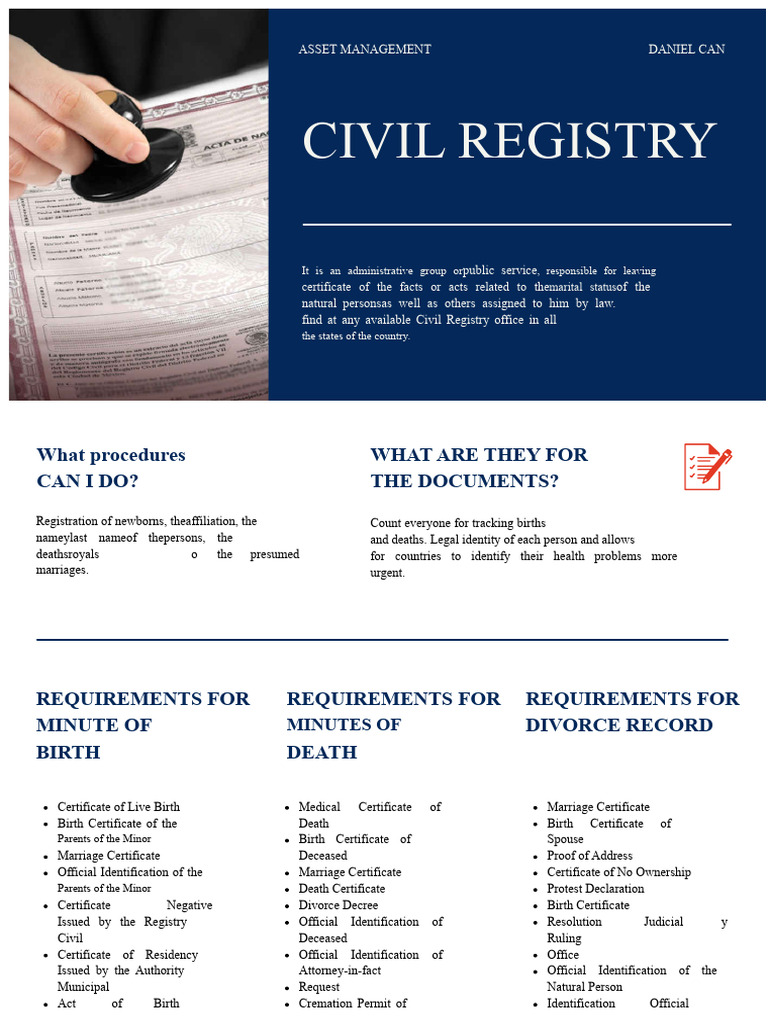 Civil Registry Services and Procedures | PDF | Birth Certificate ...