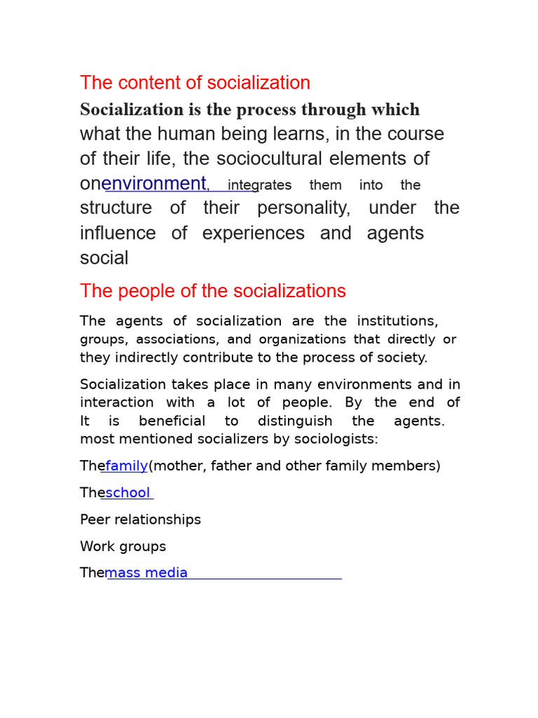 The Content of Socialization | PDF