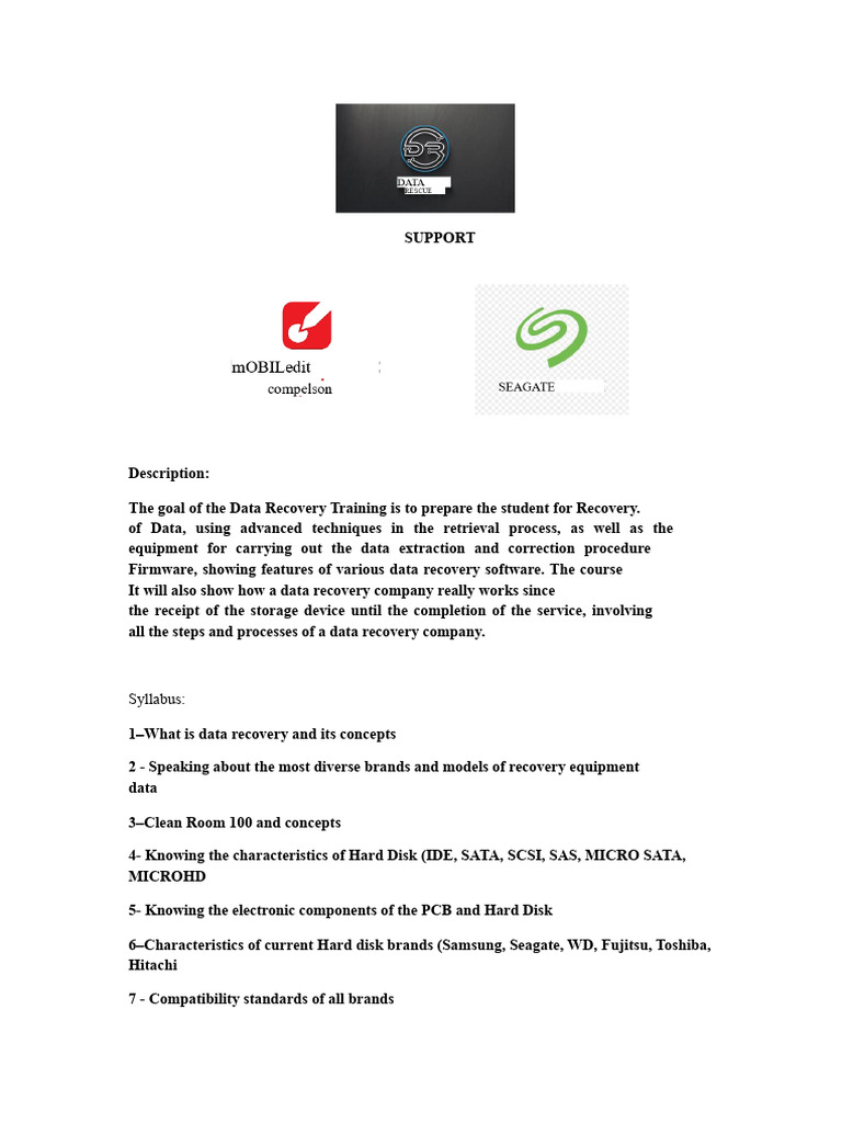 Data Recovery Training Course Overview | PDF | Hard Disk Drive | Computing