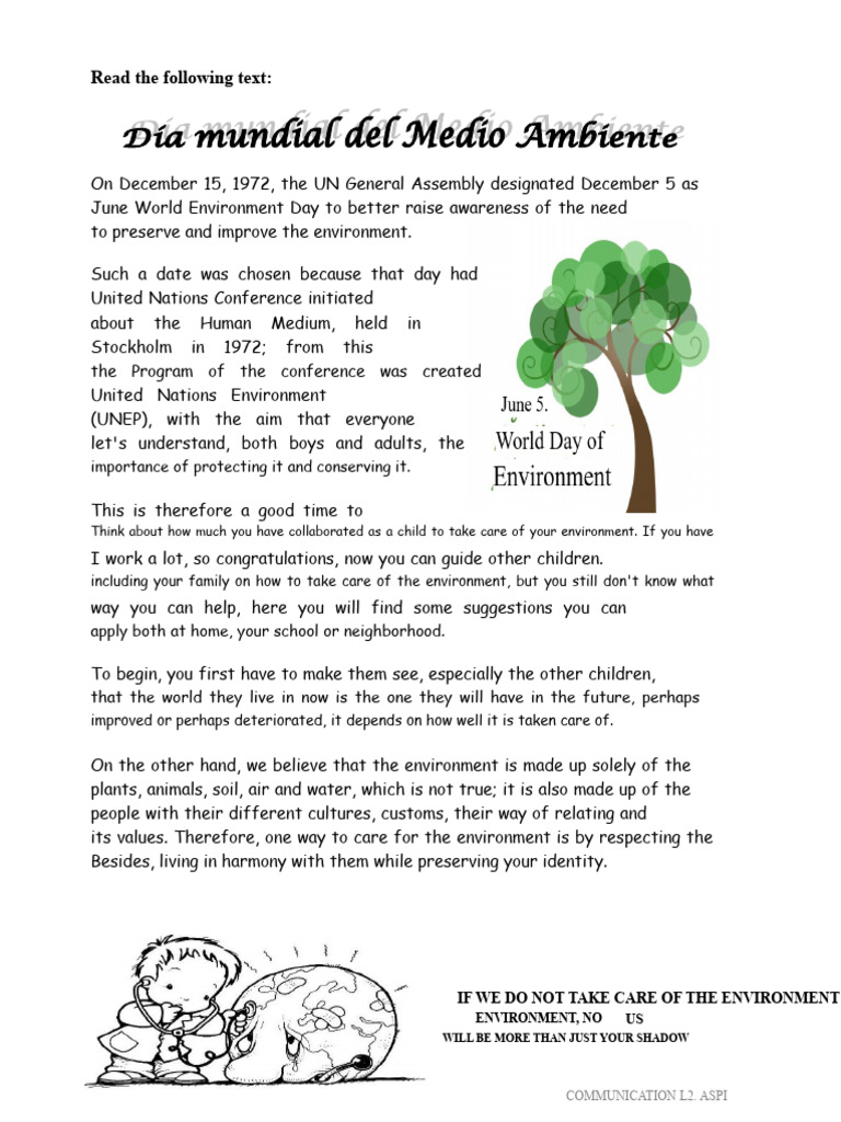 Texts For World Environment Day | PDF | United Nations Environment ...