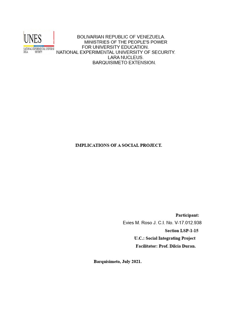 Implications of Social Project | PDF