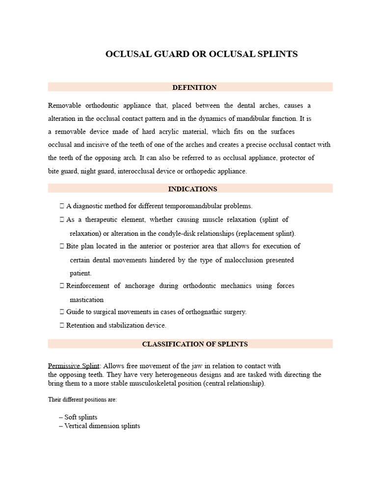 Understanding Occlusal Guards and Splints | PDF | Dentistry | Dentistry ...