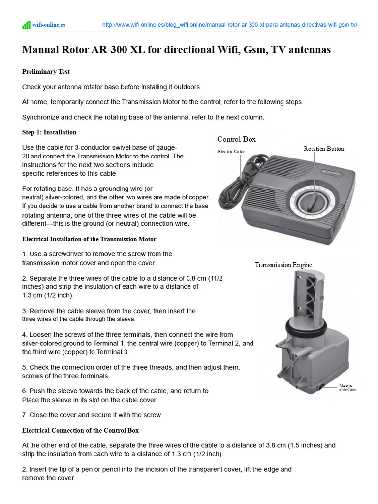 AR-300 XL Rotor Manual for Antennas | PDF | Antenna (Radio) | Wire