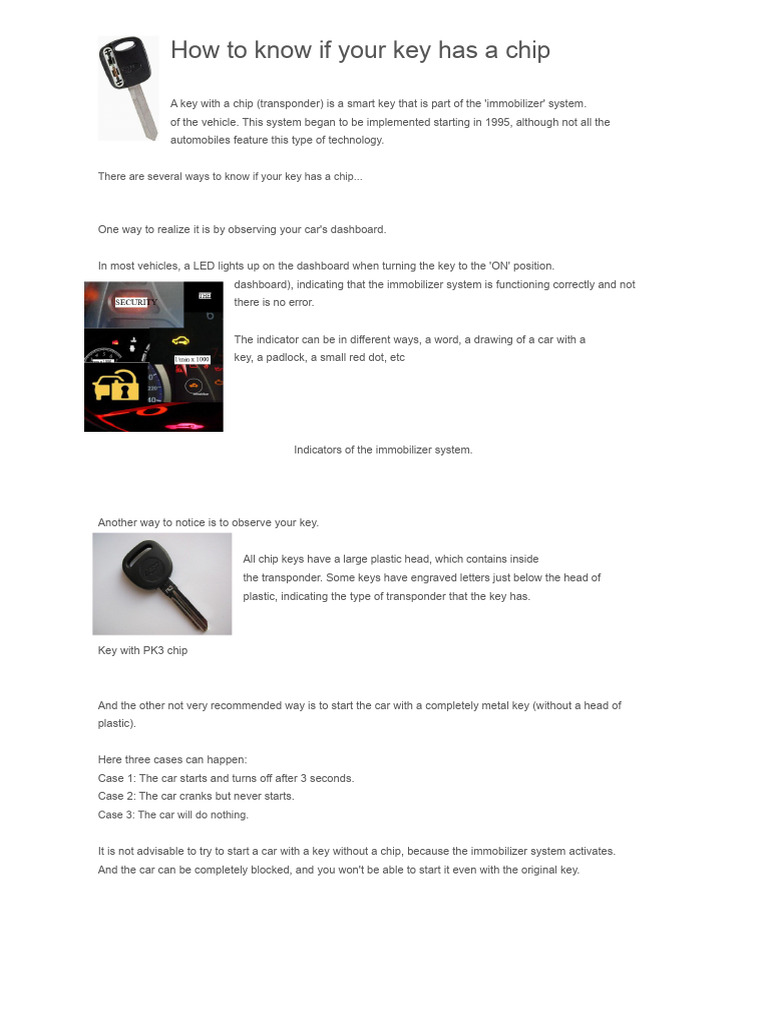 How To Know If Your Key Has A Chip | PDF
