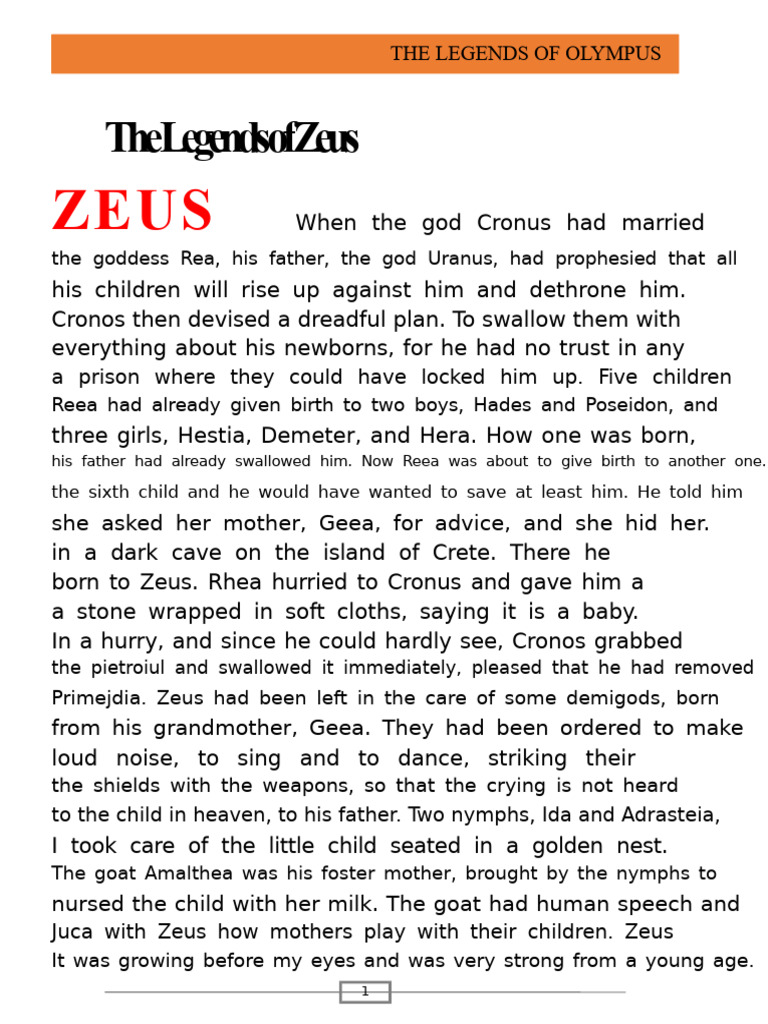 Zeus: Myths of Olympus and Transformation | PDF | Apollo | Zeus