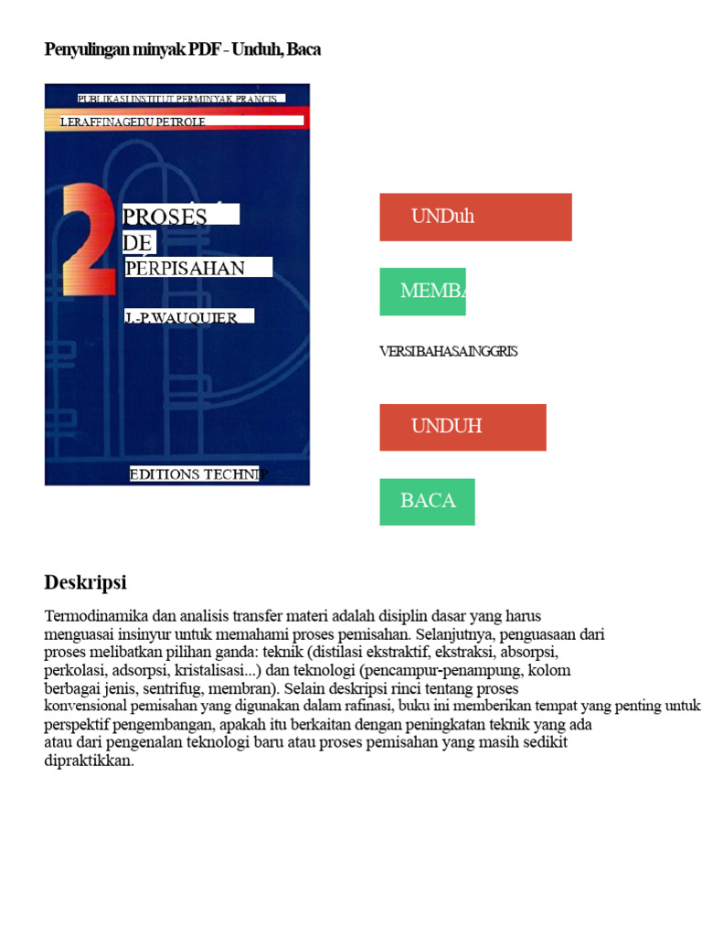 Penyulingan Minyak PDF - Unduh, Baca | PDF