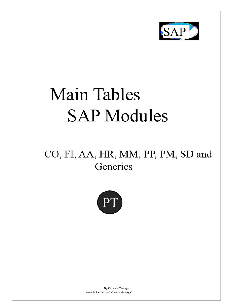 Main SAP Tables | PDF | Invoice | Payments