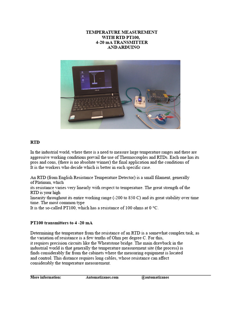 PT100 Temperature Measurement with Arduino | PDF | Manufactured Goods ...