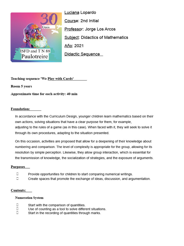 Didactic Sequence Counting | PDF | Learning | Cognition