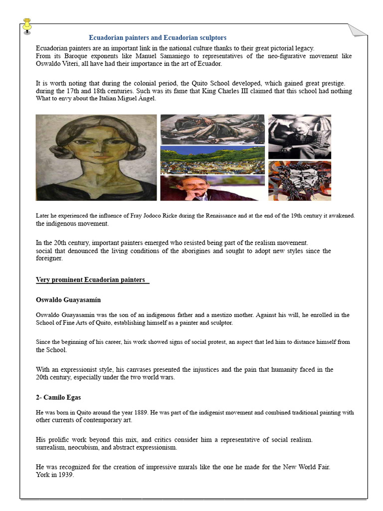 Ecuadorian Painters and Ecuadorian Sculptors | PDF | Ecuador | Paintings