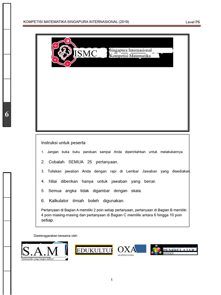 Kertas Soal ISMC 2019 P6 | PDF