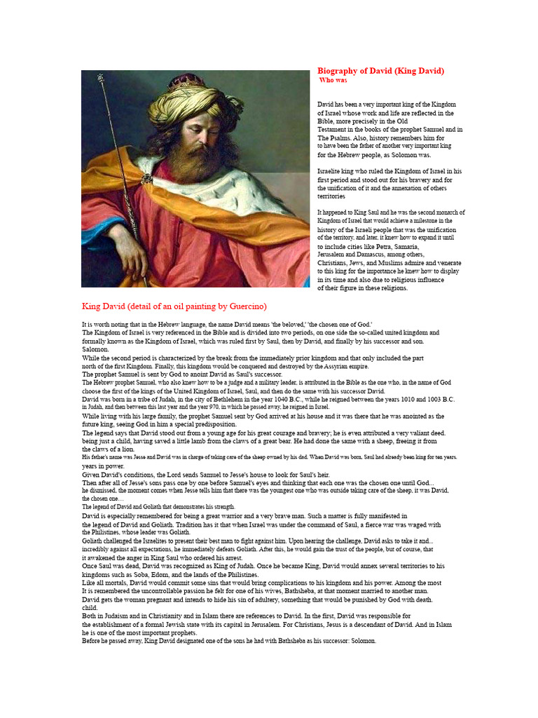 King David: Life and Legacy in Israel | PDF | David | Saul