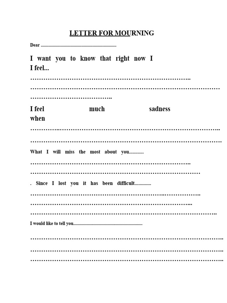 Heartfelt Mourning Letter Template | PDF