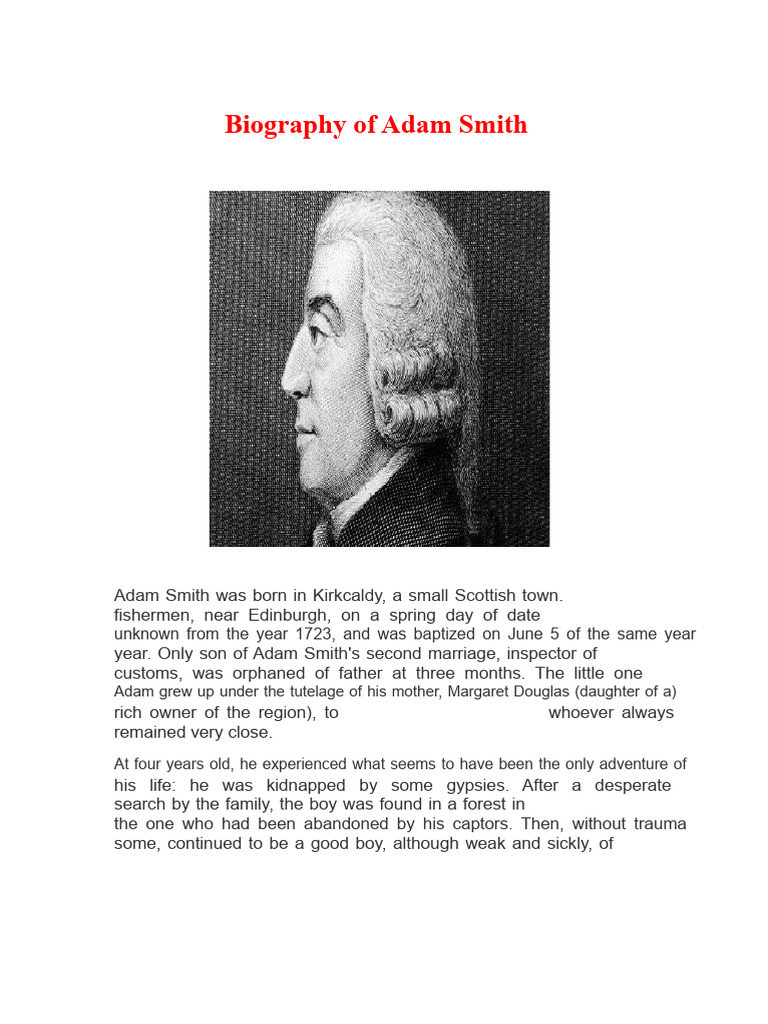Biography of Adam Smith | PDF | Adam Smith | Liberal Arts Education