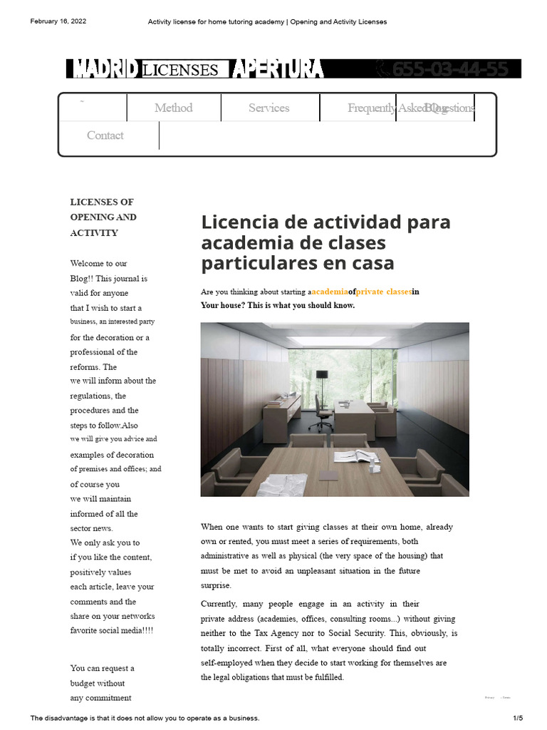 Activity License For A Private Tutoring Academy at Home - Opening and ...