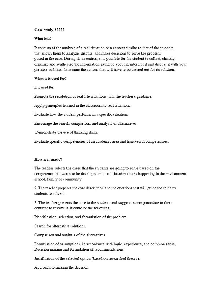 Case Study 22222: What Is It? | PDF | Decision Making | Teachers