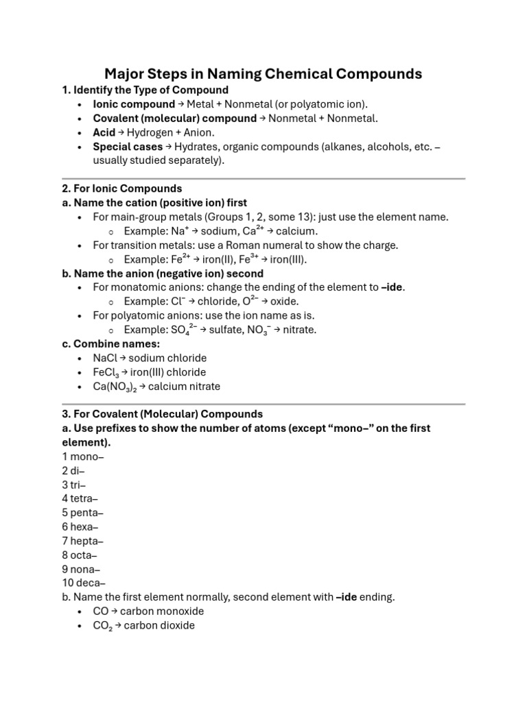 Rules for Naming Chemical Compounds | PDF