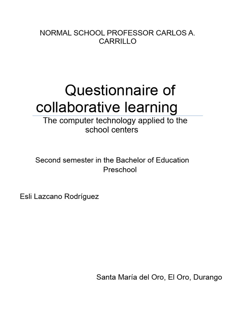 Questionnaire On Collaborative Learning | PDF | Learning ...