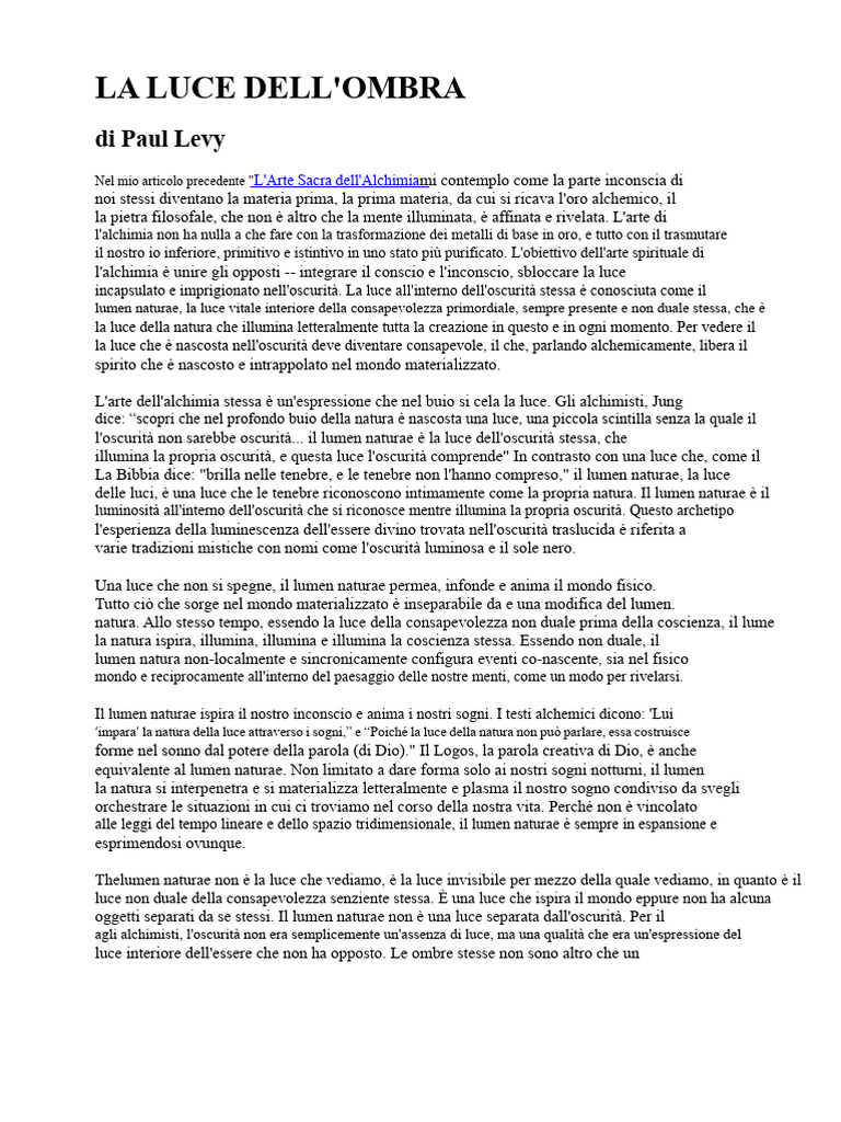 Lumen Naturae La Luce Dell'oscurità PDF | PDF
