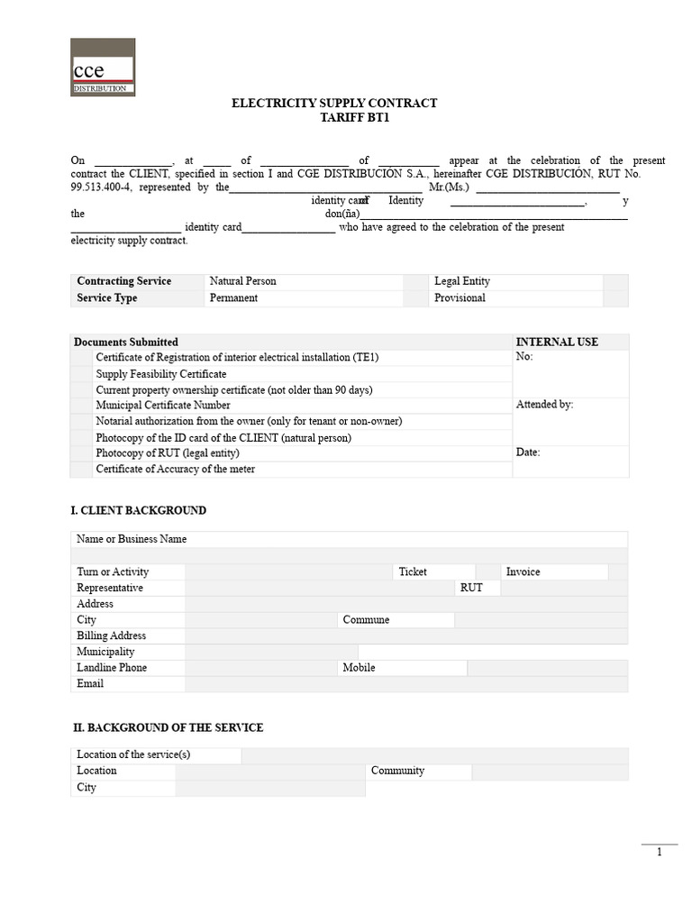 CGED Regulated Supply Contract Model BT1 | PDF | Identity Document ...