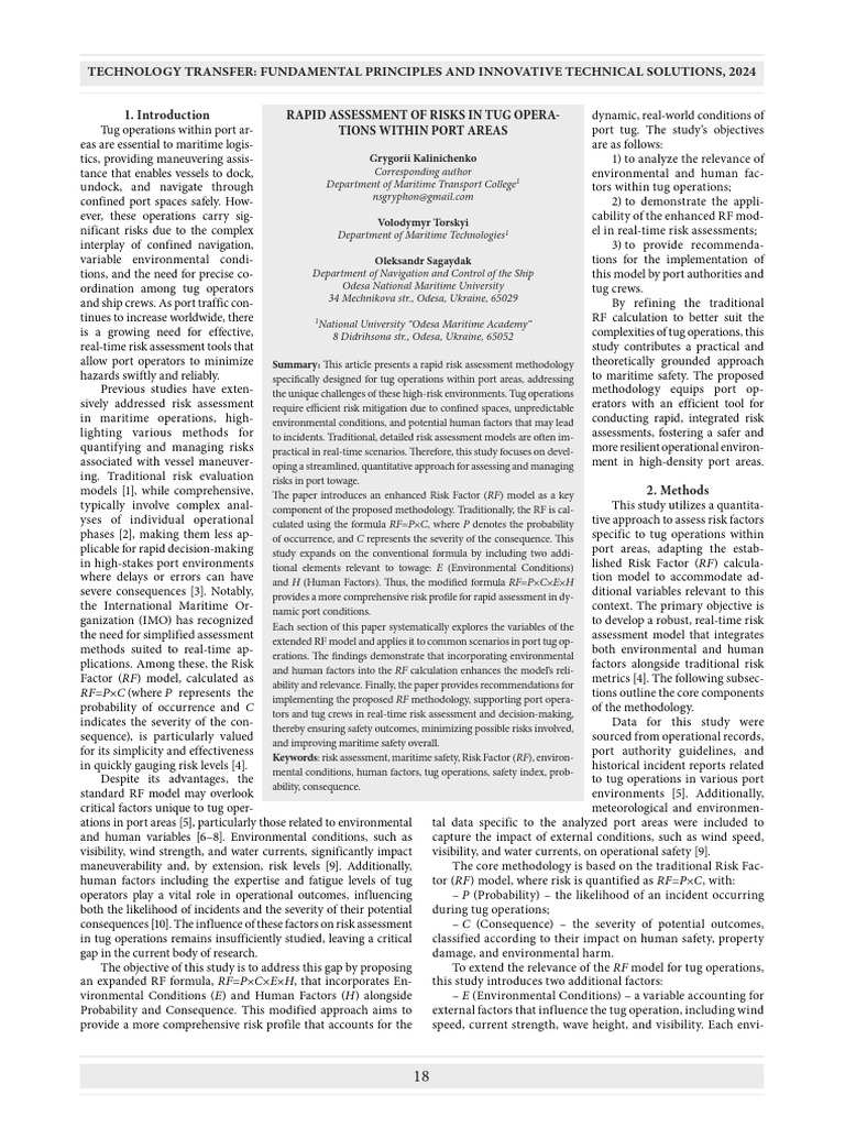 Rapid Assessment of Risks in Tug Operations Within | PDF | Risk | Risk ...