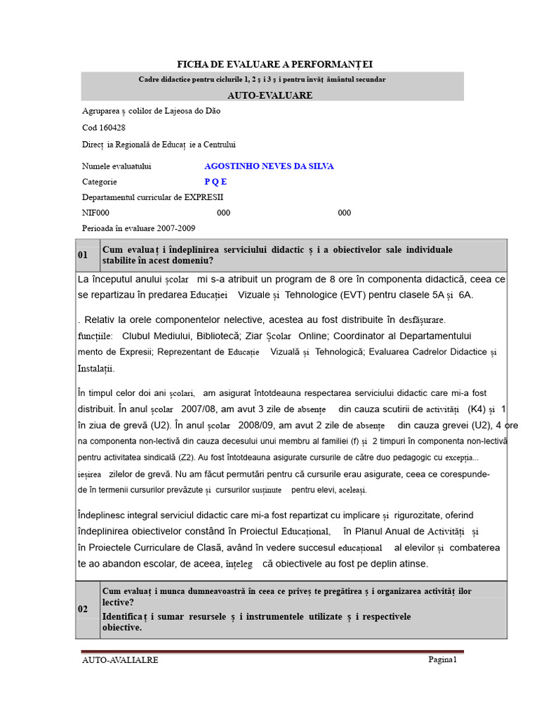 Raport de Autoevaluare | PDF